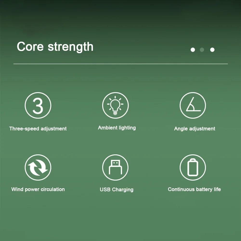 Портативный вентилятор USB перезаряжаемый вентилятор светодиодный 5 цветов электрический вентилятор 180° регулируемые летние вентиляторы для кемпинга 3 скорости мини-вентилятор для Xiaomi вентилятор