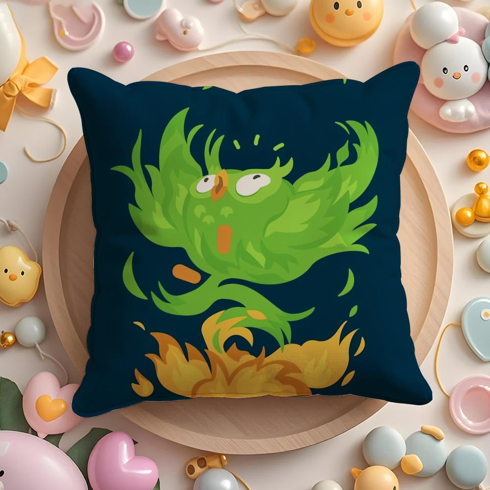 Cute Cartoon DDuolingos Pillow Case Soft Plush Fabric DoubleSided Printed Cushion Cover Warm Winter Sofa Pillow Case