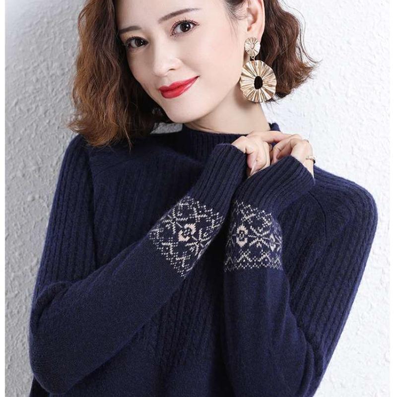 WTEMPO Женский вязаный свитер с полуворотом, свободный трикотажный топ с длинными рукавами для мам