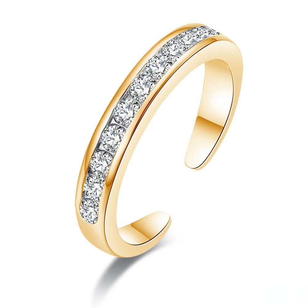 Simple Alloy Crystal Foot Ring Adjustable Opening Toe Ring for Women Girl Summer Beach Vacation Jewelry Finger Ring