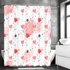 Pink Watercolor Pencil Touch Love Shower Curtain, Bathroom Decorative Shower Curtain, Waterproof Shower Curtain with Hooks
