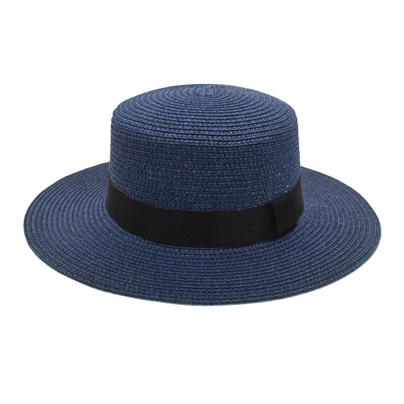 Summer sun protection beach flat top straw hat straw shading hat beach big eaves hat