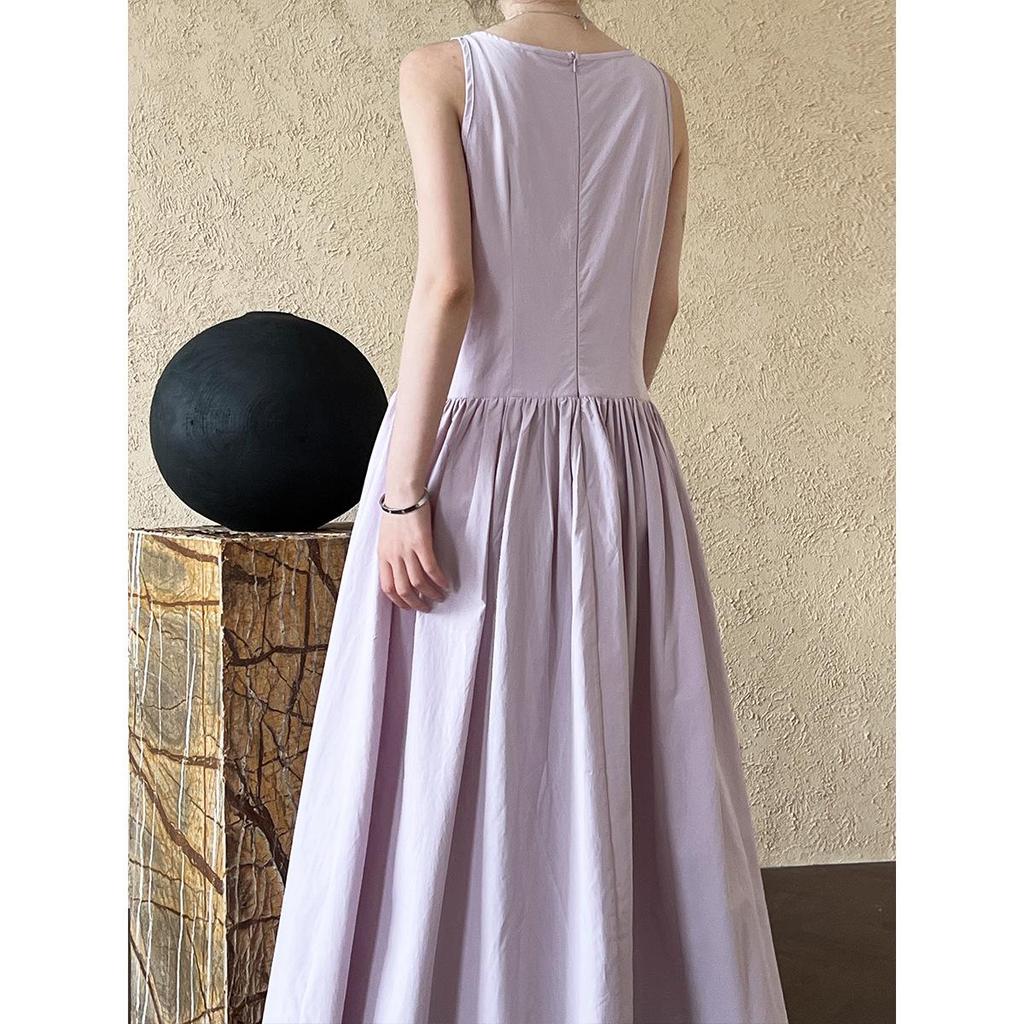 Luxi Elegant High-Waist Pleated A-Line Summer Dress, Sleeveless 5080