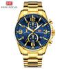MINI FOCUS Men's Business Quartz Watches Stainless Business Chronograph Watch Gold Blue Relogios Masculino Clock Top Brand 0278G