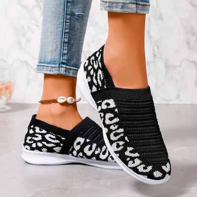 Женские теннисные кроссовки с леопардовым принтом 2024 года, весна-осень, новые сетчатые дышащие спортивные туфли, женские туфли на плоской подошве для ходьбы и бега, Zapatos De Mujer