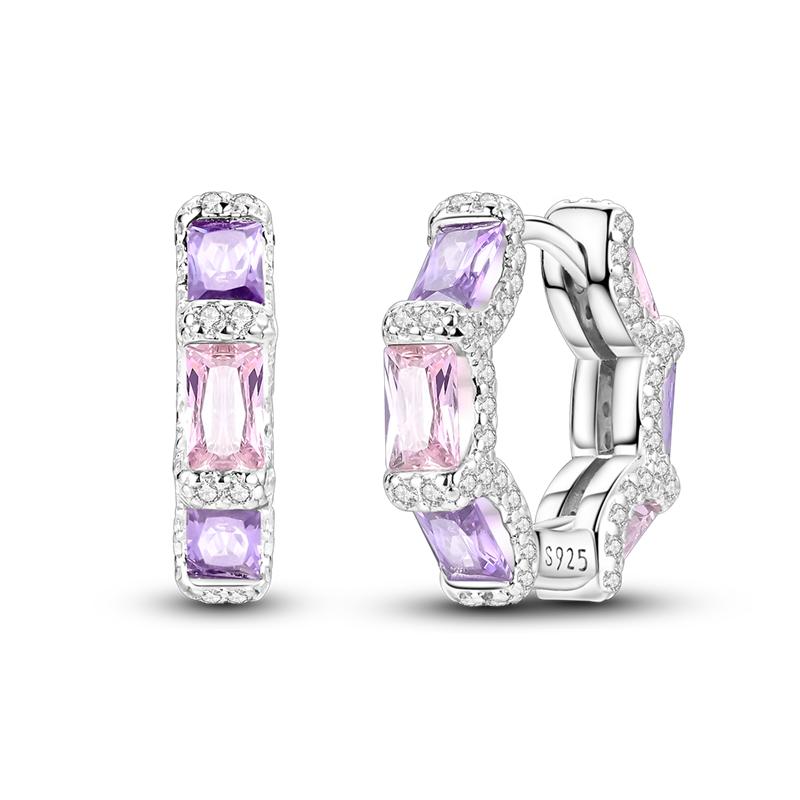 925 Sterling Silver Hoop Earrings Love Flower Plant Ear Studs Fit Teens Women Female Party Drop Earrings Jewelry Gifts 2