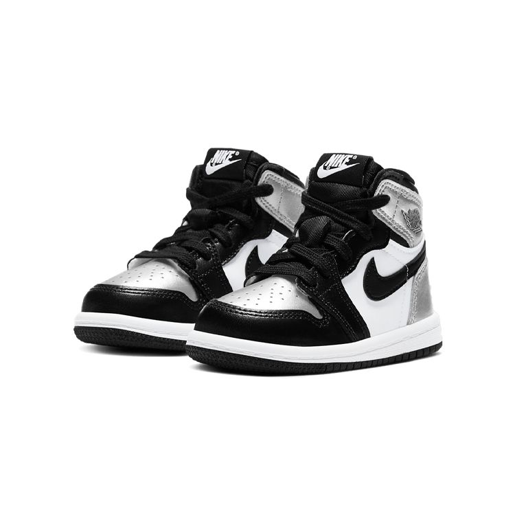 Air Jordan 1 Retro High OG TD Silver Toe Baby Sneakers Black Metallic-Silver White CU0450-001