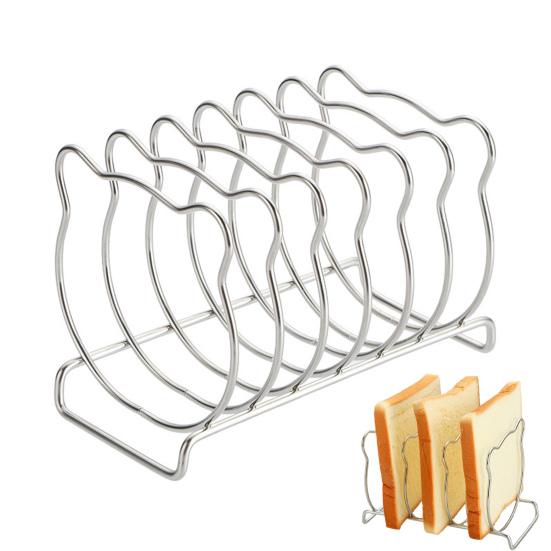 Bear-Shaped Toast Rack Stainless Steel 6-Slice Bread Holder for Air Fryer Oven Steamer Cute Even Heating Kitchen Accessories