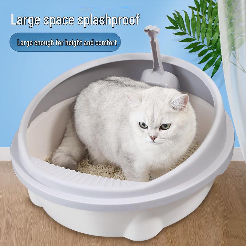 Съемный полузакрытый кошачий туалет с защитой от брызг и совком