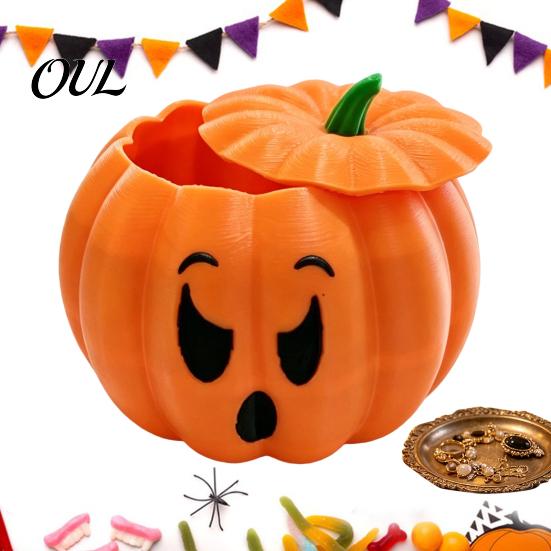 3D Printed Devil Container Pumpkin Storage Box with Lid, Funny Ghost Face Decorative Lid Halloween Decoration, Desktop Organizer for Jewelry And Small