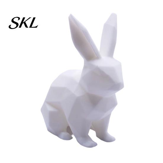 Burr-free Smooth Surface Decor 3D Printed Geometric Rabbit Ornaments, Creative Bunny Figurine, Minimalist Animal White Statue Art Decoration,