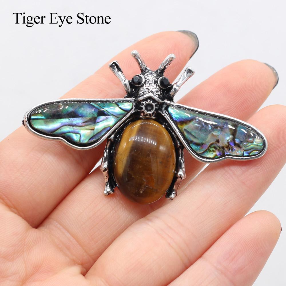 1Pc Reiki Healing Crystal Pendant, Natural Stone Insect Shape Charms for DIY Necklace Hanging Decoration Accessories, Jewelry Making Halloween Crafts