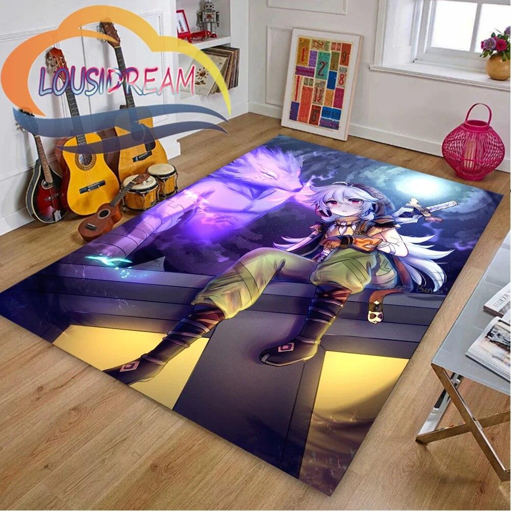 Ковер с мультяшными приключенческими играми, 3D принт Genshin Impact, напольный коврик для гостиной, мягкий фланелевый ковер для игр
