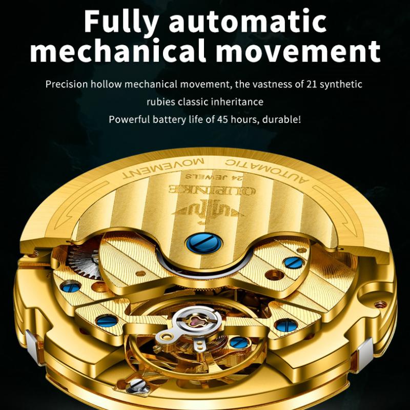 OUPINKE Новые мужские часы для бизнеса и отдыха, многофункциональные механические часы с полым турбийоном, светящиеся высококачественные часы