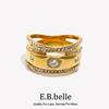 E.B.belle Creative Luxury Multipile Zircon Ring High Quality Stainless Steel 18K Gold Plated Party Statement Jewelry Accessories