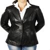Women's Black Lambskin Leather Blazer , Casual Formal Blazer , Slim Fit Office Wear Blazer
