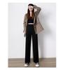 2024 Women's High-End Black Wide-Leg Spring Trousers: Drapey, High Waist, Casual, Straight-Leg Long Pants