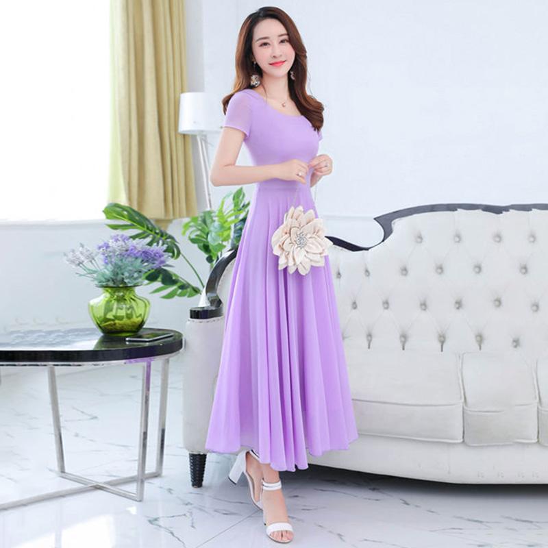 Темпераментное тонкое платье, женская большая шифоновая пляжная юбка, большой размер, длинная танцевальная юбка средней длины, элегантная длинная юбка с темпераментом