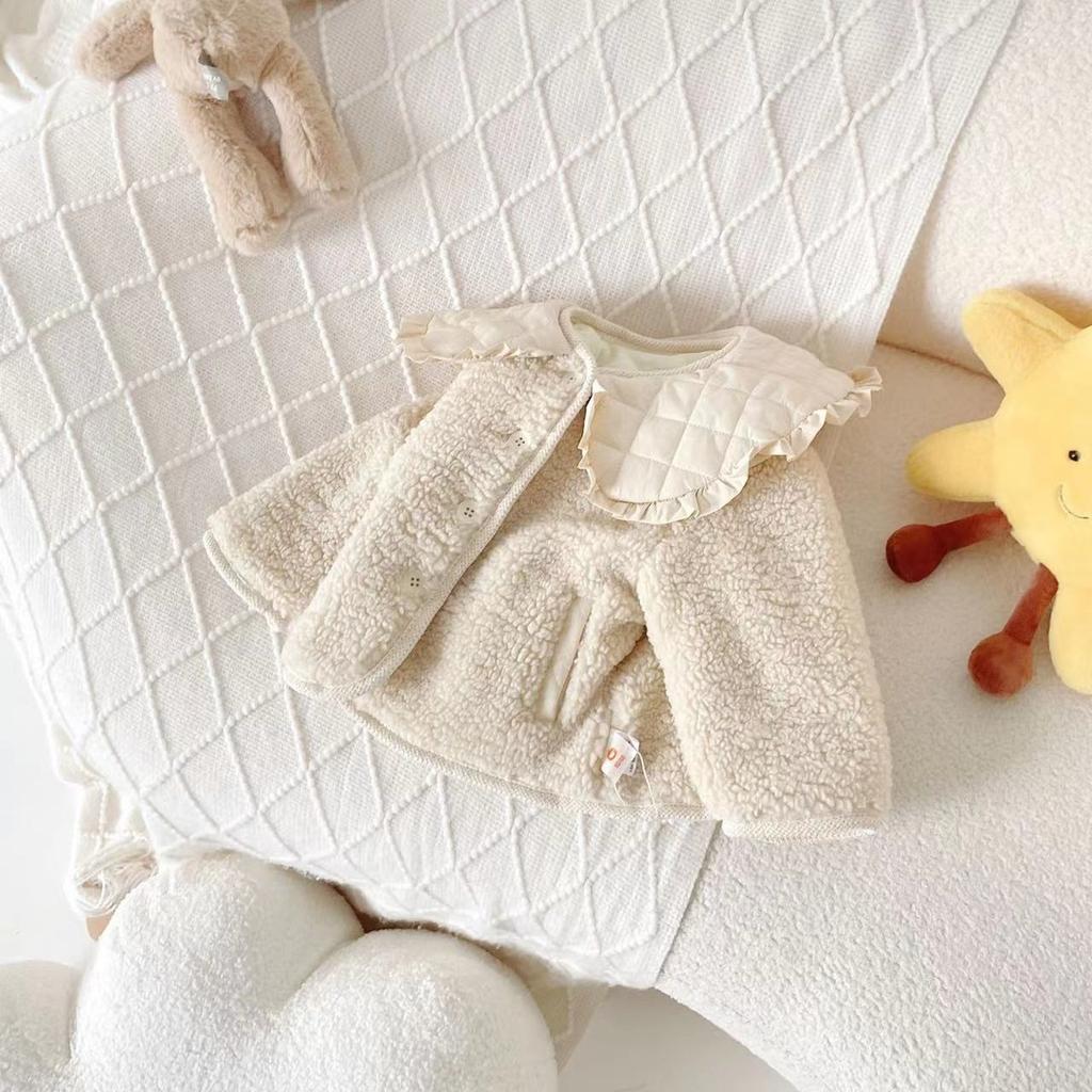 Пушистые куртки для маленьких девочек, детские осенние утепленные пальто, толстая верхняя одежда с отложным воротником, принцесса, зимняя теплая