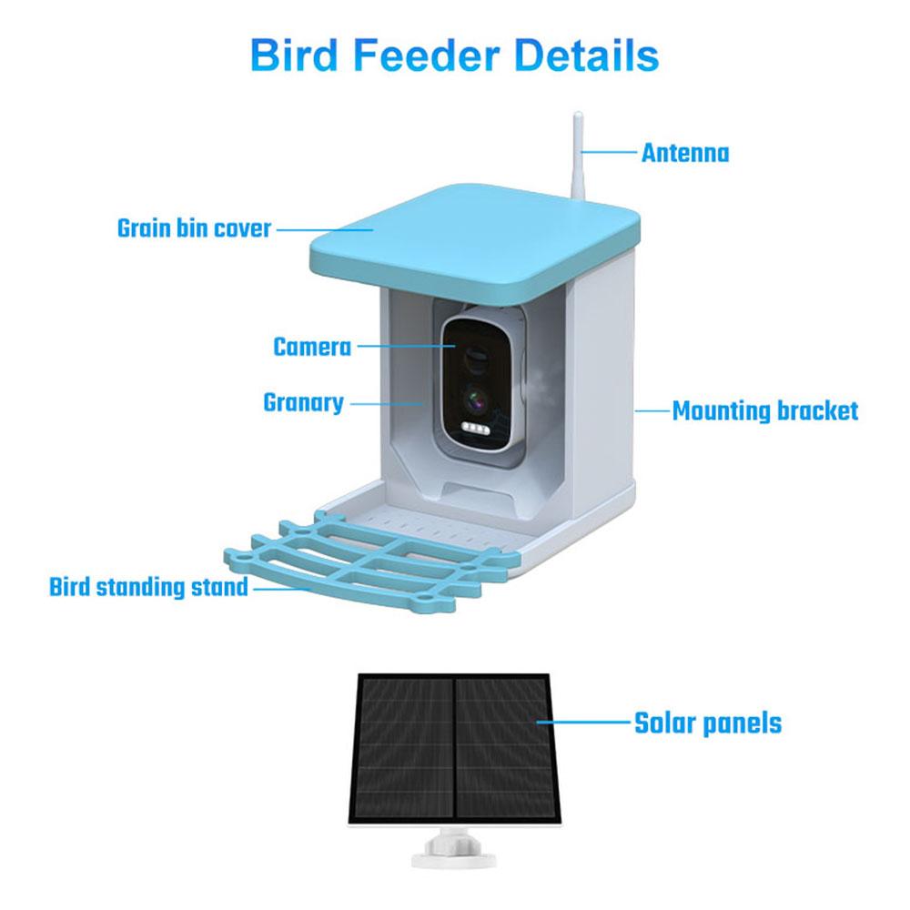 Smart Bird Feeder with Camera 2L Capacity Bird Feeder for Outdoors with Solar Panel Built-in