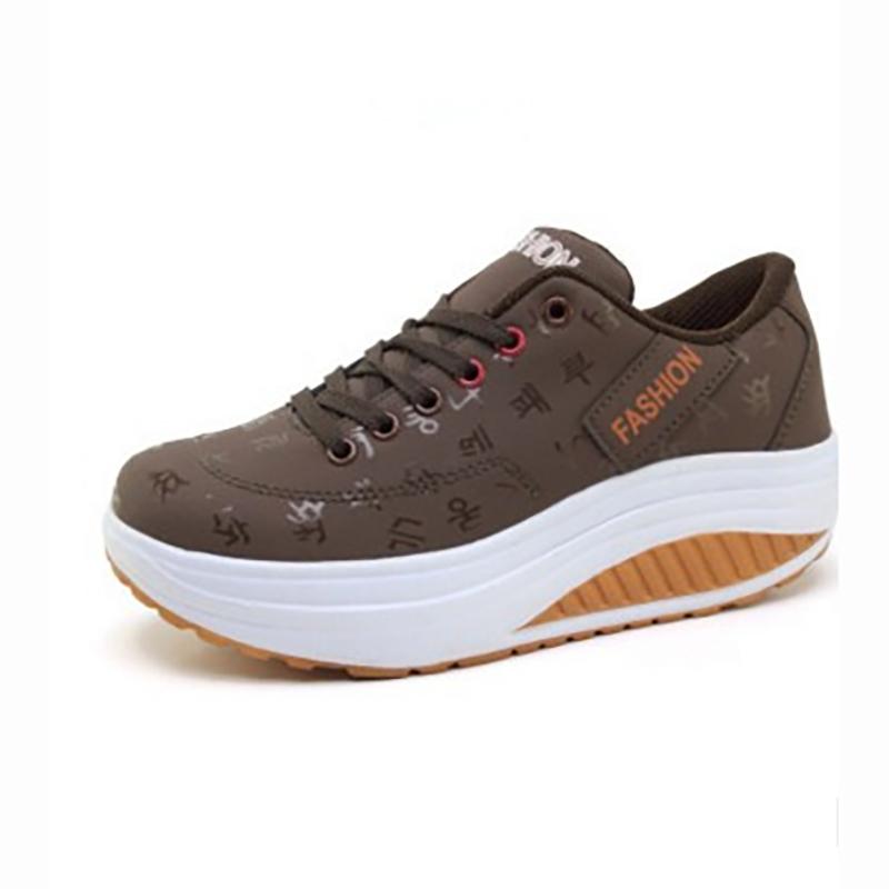 Женская повседневная спортивная обувь, дышащая, удобная, на танкетке, с толстой подошвой, со шнуровкой