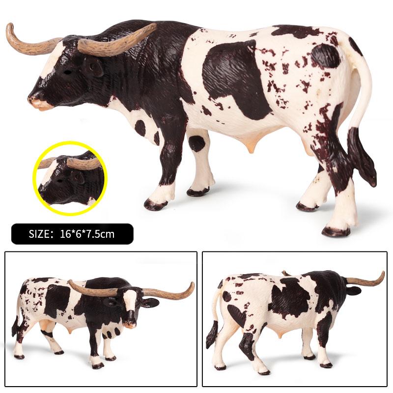 Oenux Фермерские животные Бой быков Ковбой Симуляция Домашняя птица Крупный рогатый скот Теленок Бык Вол Бык Коллекция фигурок ПВХ Модель Игрушка Детский подарок
