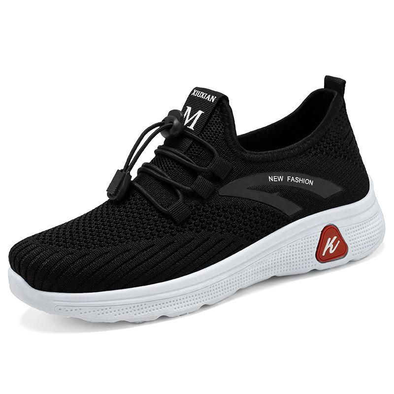 Женская обувь Новые плетеные женские туфли Flying, повседневные туфли на шнуровке для ходьбы, мягкая подошва, удобные туфли для мам