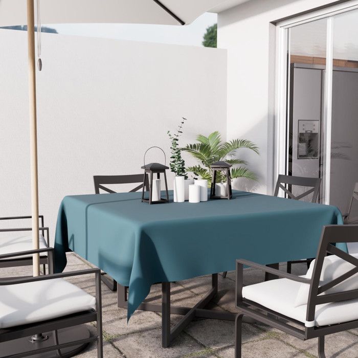 Nappe anti-tâches carrée 180X180 cm ALIX bleu celadon, par Soleil d'ocre