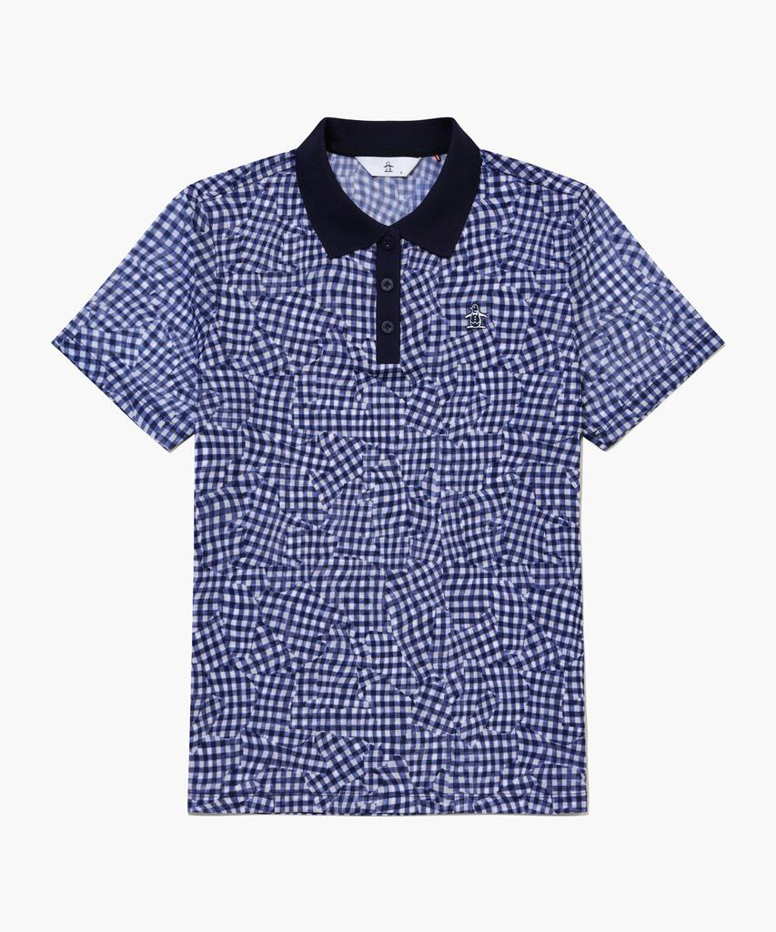 Meonsingweeo Women'S Gingham Pattern Collared T-Shirt Blue Mr322Lts72