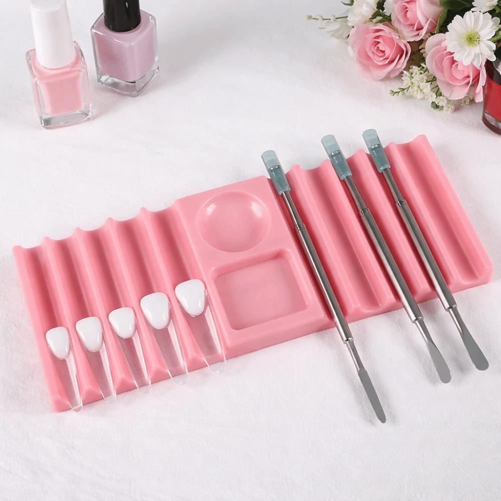 10-Compartment Plastic Pen Stand with Color Palette Nail Art Tools Holder for Nail Art Painting