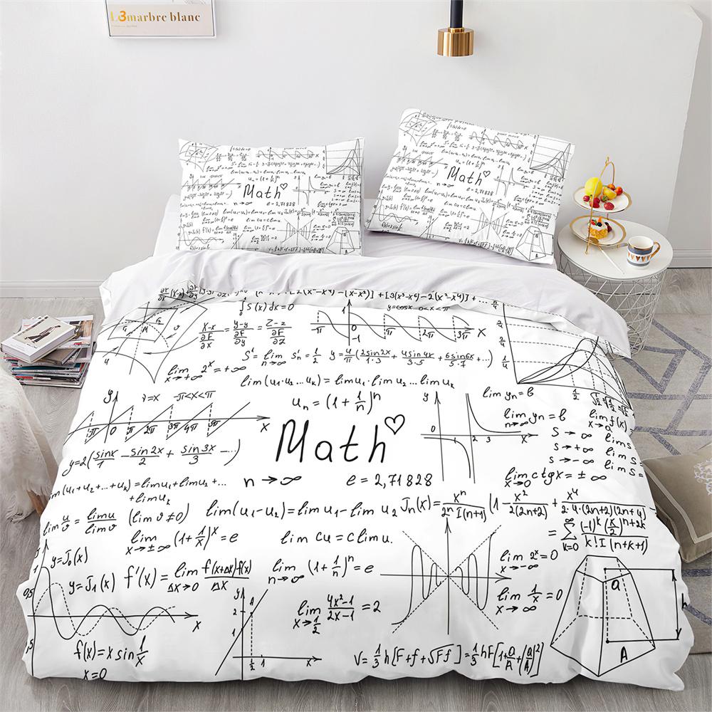 Modern Duvet Cover Set School Genius Smart Student Math Geometry Science Number Formule Image Decorative Polyester Bedding Set