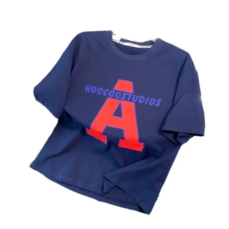 Летний повседневный спортивный костюм женский свободный крой средняя талия короткие рукава беговой комплект из 2 предметов