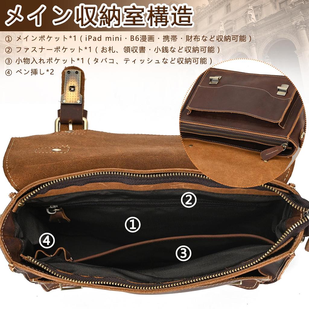 Messenger Genuine iPad Shoulder Crossbody Leather For Business Casual Bag [Luufan] Bag, Leather, Men's, Compatible, Bag, 2-Way Bag, Handbag,