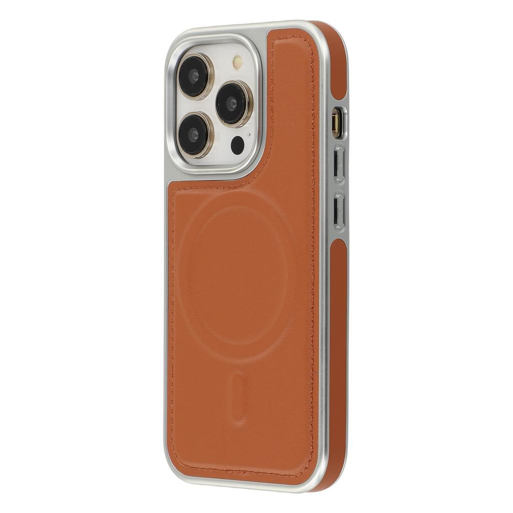 For iPhone 14 Pro Max Case Compatible with MagSafe Electroplating Edge PU+TPU+PC Phone Back Cover