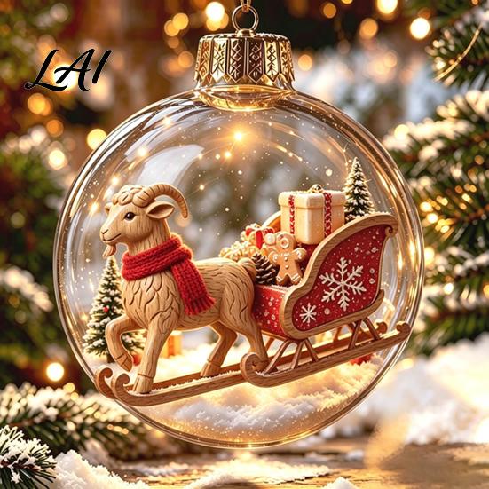 Festive Party Decorations Glowing Christmas Story Ornament Light‑Up Mini Holiday Scene Hanging Ball with Warm Tree Ornaments LED Light Clear