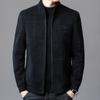 Jacket Men's New Standing Collar Jacket Woolen Top Men's Casual Wear Middle-aged and Elderly Jacket