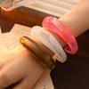 Bohemian Irregular Wide Bracelet Shiny Retro Hand Ring Temperament Acrylic Open Bangle  Women