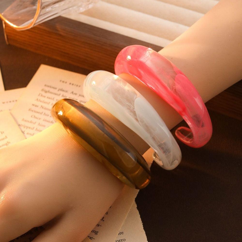 Bohemian Irregular Wide Bracelet Shiny Retro Hand Ring Temperament Acrylic Open Bangle Women