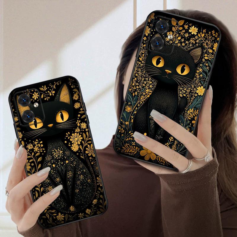 Flower Cat Black For Moto Edge 40 50 Neo 5G E 14 15 G04 G05 4G G24 G34 G35 G54 POWER G55 G75 G84 85 silicone soft phone case