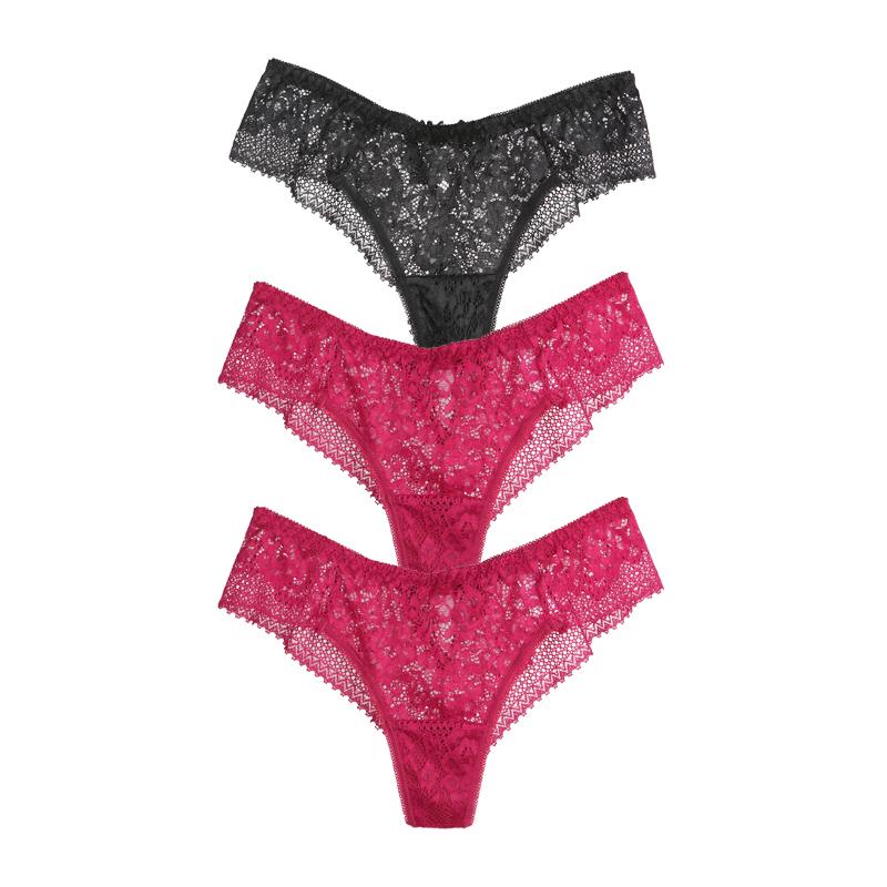 CINOON 3 шт./лот сексуальные водорастворимые кружевные женские трусики полые стринги вышитые стринги с низкой талией полуобернутые бедра Т-образные бикини трусы