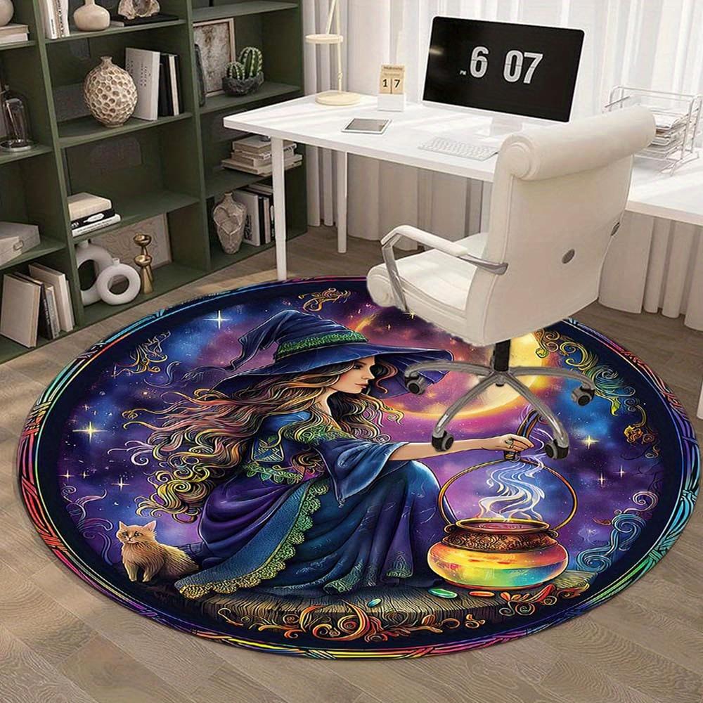 Witch Under The Moon Round Rug Suitable For Office Reception Office Chair Protection Carpet And Also Suitable For Gifts To Relatives And Friends