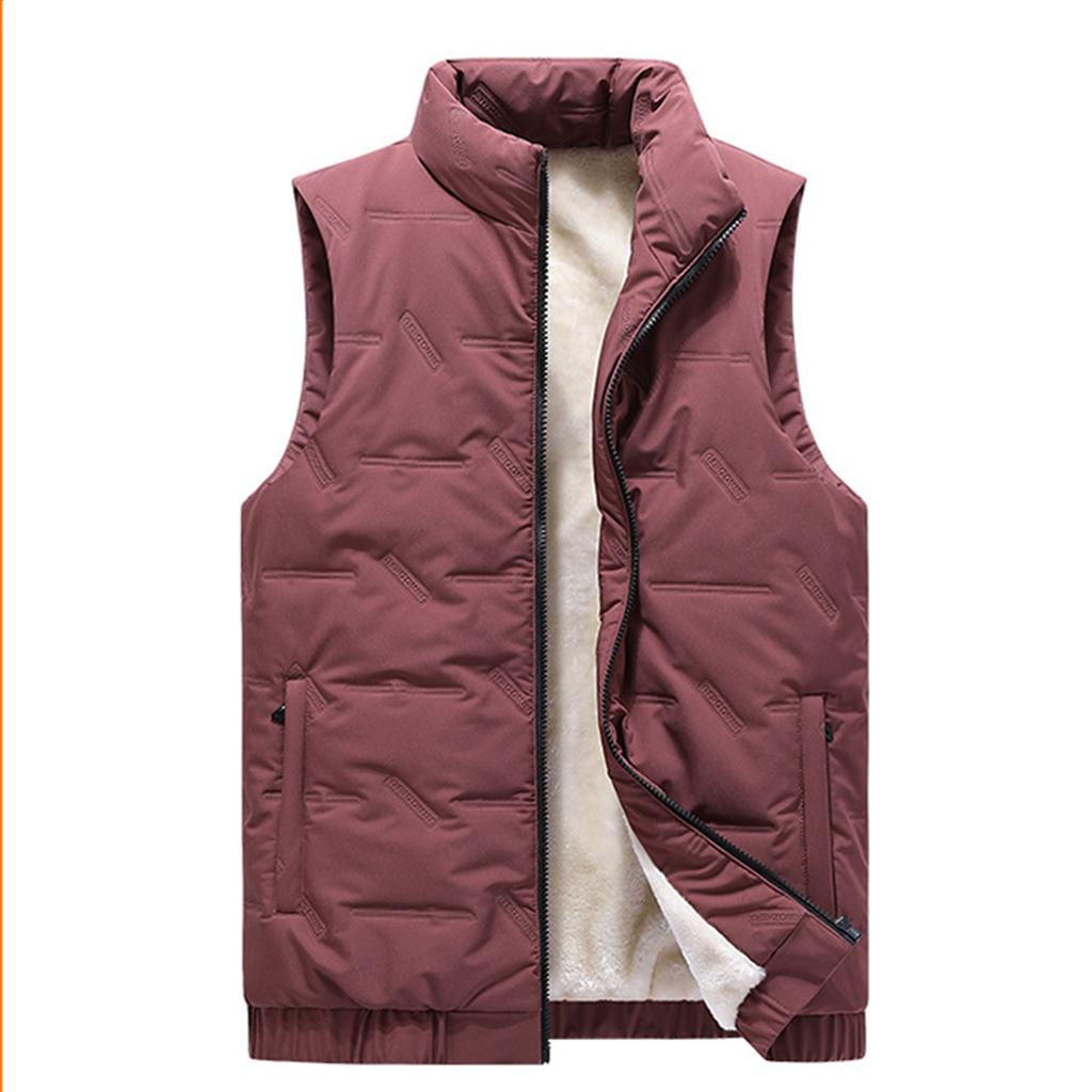 Мужской повседневный однотонный жилет на молнии, мужской и женский жилет-куртка с флисовой подкладкой и воротником-стойкой
