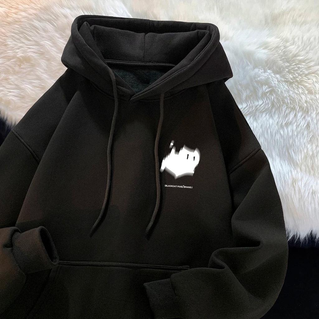 Sweatshirts for Men and Women Multi-purpose Hong Kong-style High Street American-printed Tops Pure Cotton Autumn and Winter