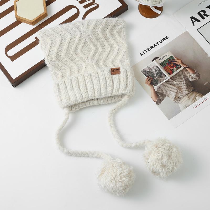 Корейская милая и универсальная шерстяная шапка с кошачьими ушками, модная повседневная теплая шапка для осени и зимы, защита от холода на открытом воздухе, шапка с защитой ушей