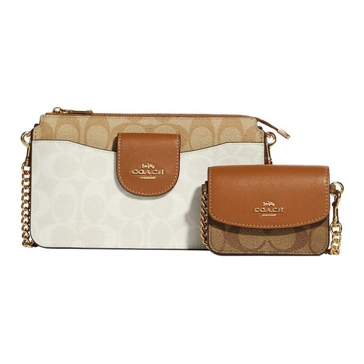 COACH Canvas With Smooth Leather Combo Bag, Small Card Holder, 2 in 1 Crossbody Bag Small Women's CA843-IMRFI