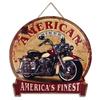 [A0292] - Retro Metal Sign 'American Biker' Red Brown Vintage - 30x30 Cm