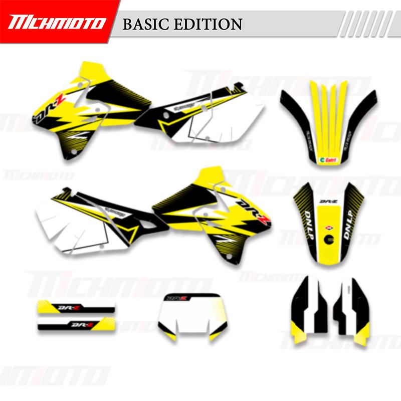 MCHMFG Полный комплект графических наклеек Фон Номер Имя Для SUZUKI DRZ400 SM S E DRZ 400 SM S E 2000-