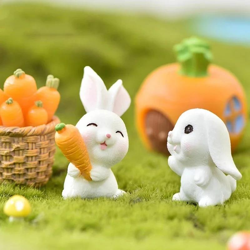 Cartoon Rabbit Carrot Miniature Fairy Garden Accessory Micro Landscape Cactus Decoration Handmade Craft Gift Ornaments