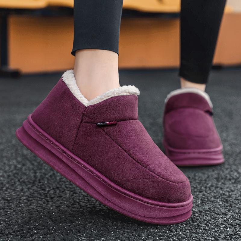 Новые зимние меховые женские туфли Теплые мужские туфли Уличная плюшевая обувь Домашняя обувь Нескользящая мягкая обувь на платформе Домашняя обувь