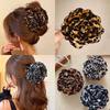 Retro Leopard Pattern Flower Hair Claws Fabric Floral Hair Clip Barrettes Hair Clamps Headwear For Women Korean Hair Accessories